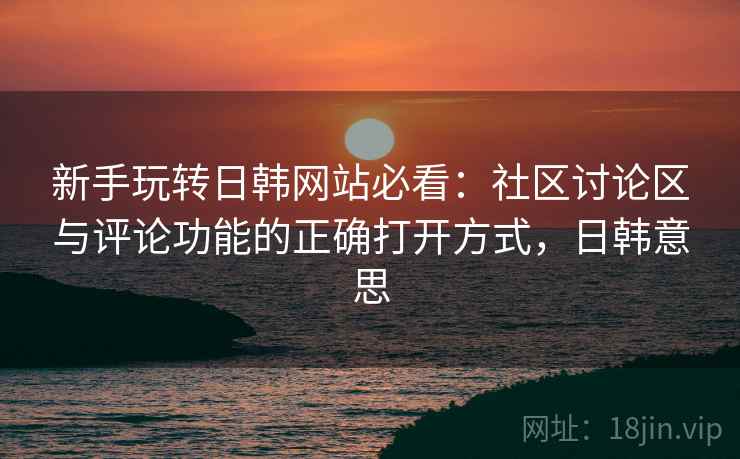 新手玩转日韩网站必看：社区讨论区与评论功能的正确打开方式，日韩意思